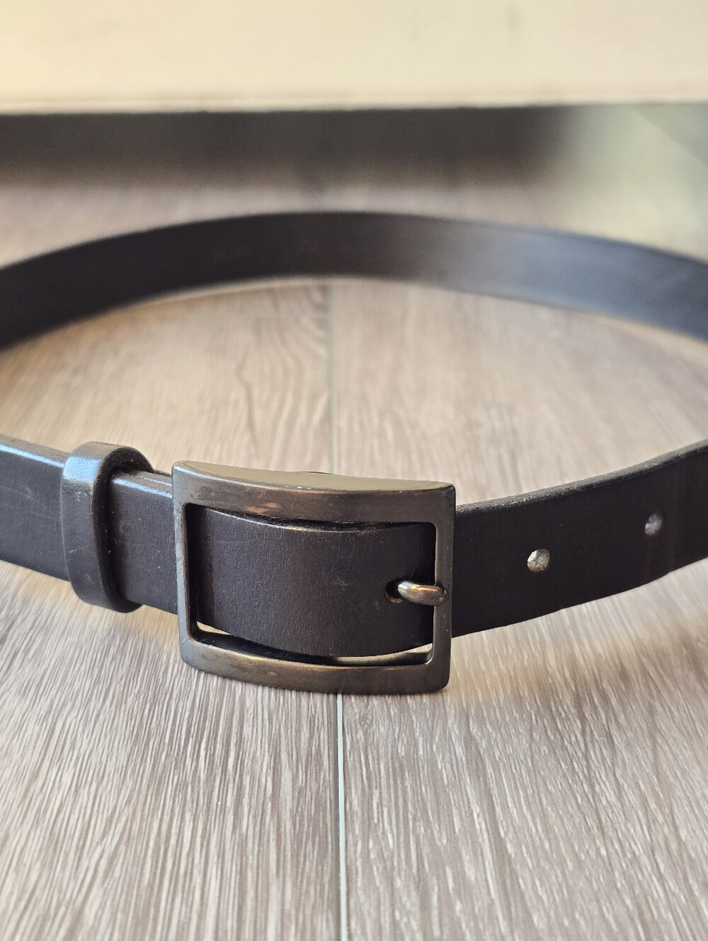 Banana Republic Black Italian Leather Made USA Belt Gunmetal Buckle Womens XS
